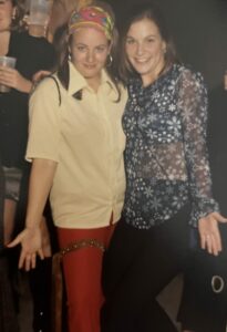 Brittany (left) and Stephanie (right) enjoy Disco Night as sorority sisters in 1997.